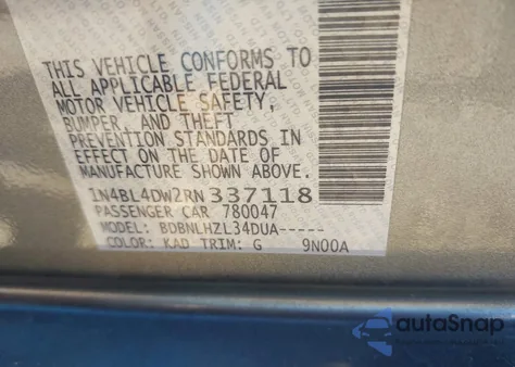 2024 Nissan Altima Sv Intelligent Awd из США, поврежденный, VIN 1N4BL4DW2RN337118